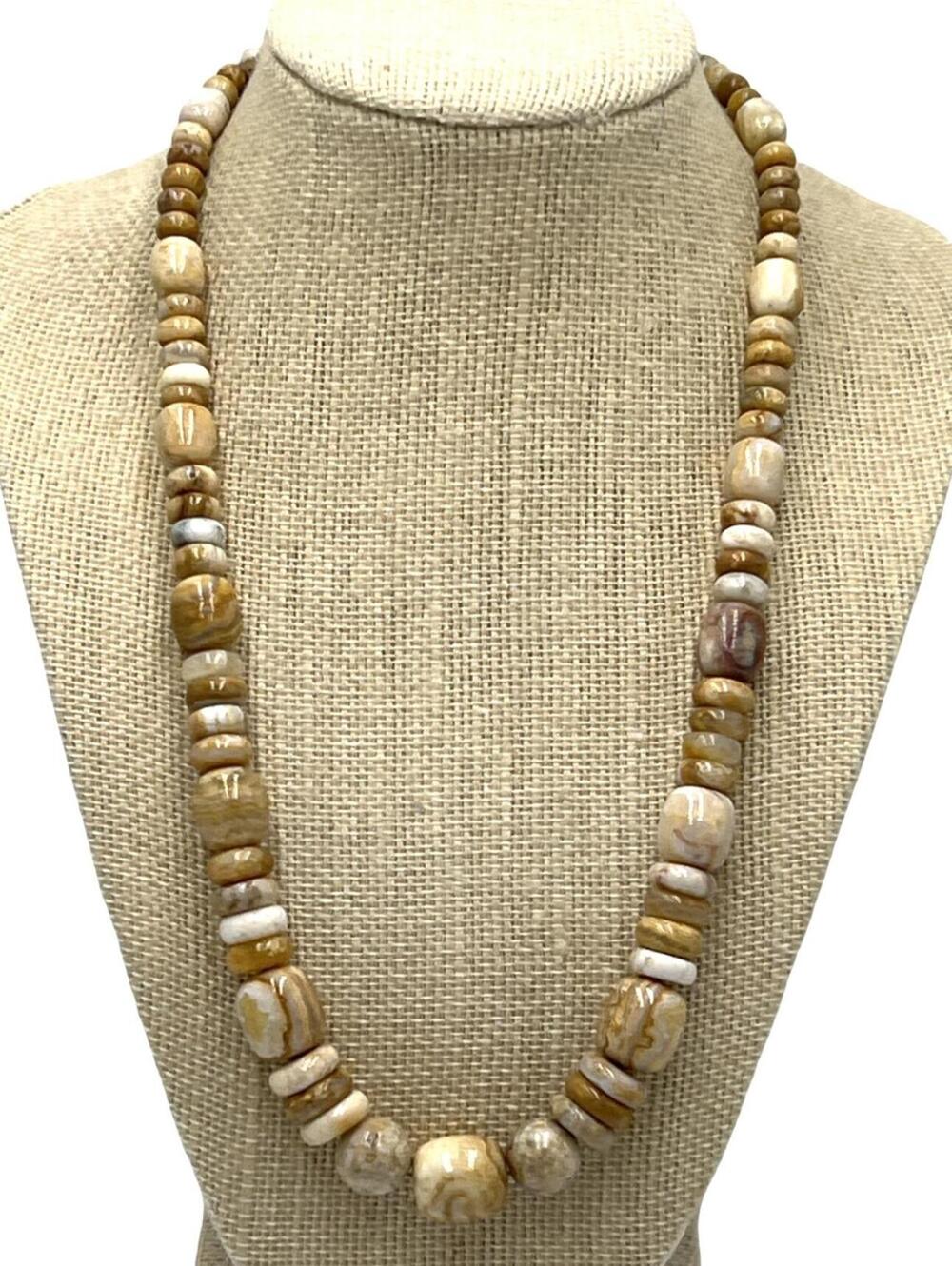 Jay King Sterling Silver Honey Lace Agate Beaded Necklace